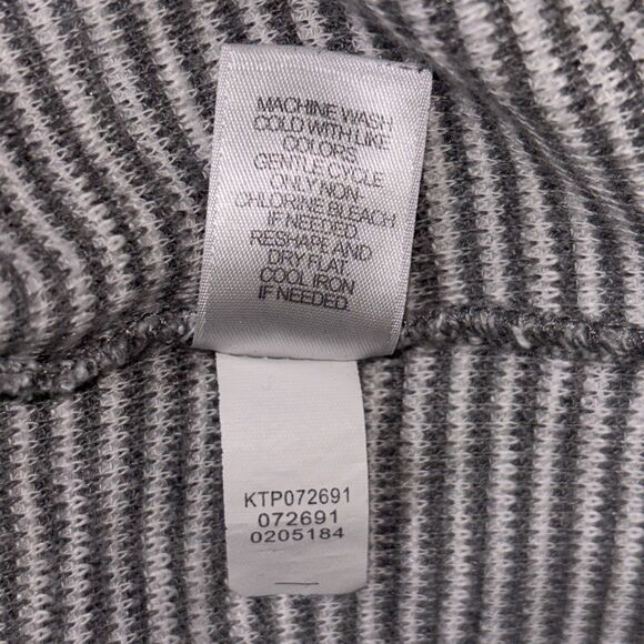J. Jill Grey White Striped Knit Long Sleeve Scoop Neck Waffle Top Size XL - Picture 14 of 14